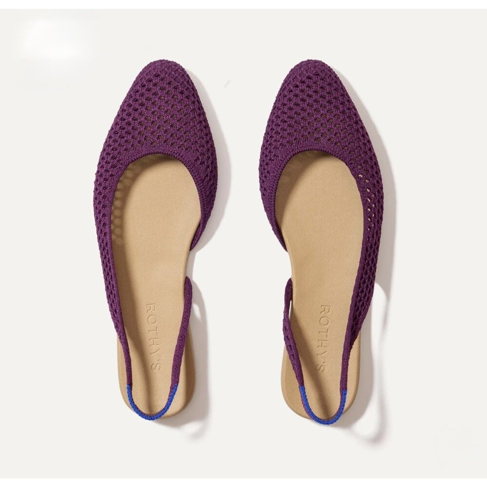 Rothy's flat woven knit slingback casual shoes sandals burgundy New Sz 8.5